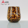 Bicchiere di vetro leopardo oro in vetro di vino senza stelo leopardo
